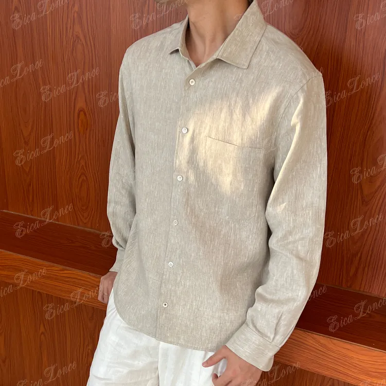 意卡伦萨 25早秋系列 纯亚麻舒适经典休闲长袖衬衫外套SX80142