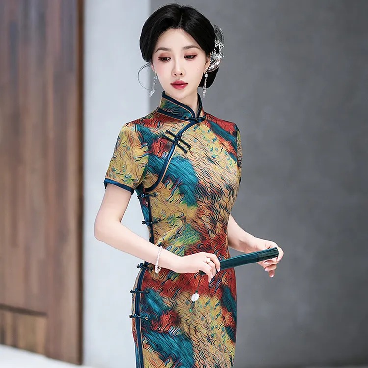 新中式旗袍2025夏季高端素雅国风礼服老上海裙子改良长款日常可穿