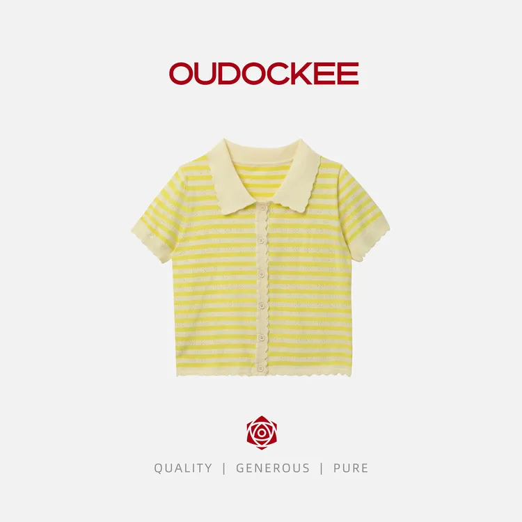 OUDOCKEE 鸥鸥【黄油】韩版洋气短袖上衣针织衫 H2502Y313T