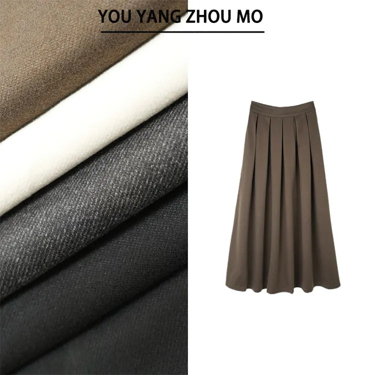 有氧周末/毛呢半身裙配毛衣秋冬百褶裙中长款a字裙HG1716