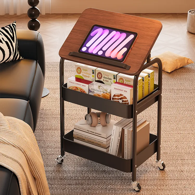 复古风可静音小推车置物架落地带轮移动多层零食架沙发茶几置物架