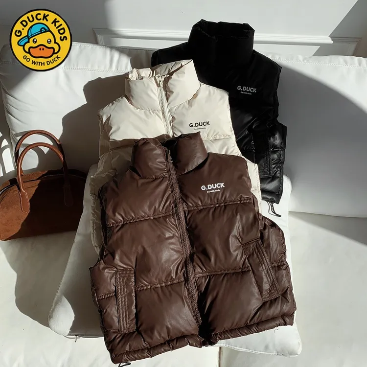 小黄鸭儿童新款棉马甲中大童韩版潮流立领小坎肩男女童保暖厚背心