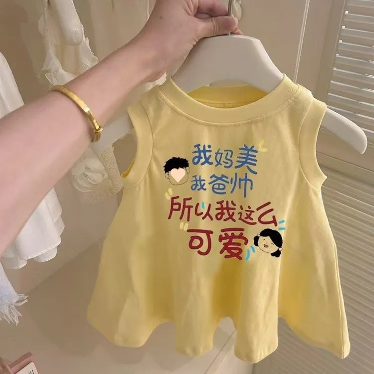 无袖背心裙子季女童连衣裙薄款中小童宝宝洋气