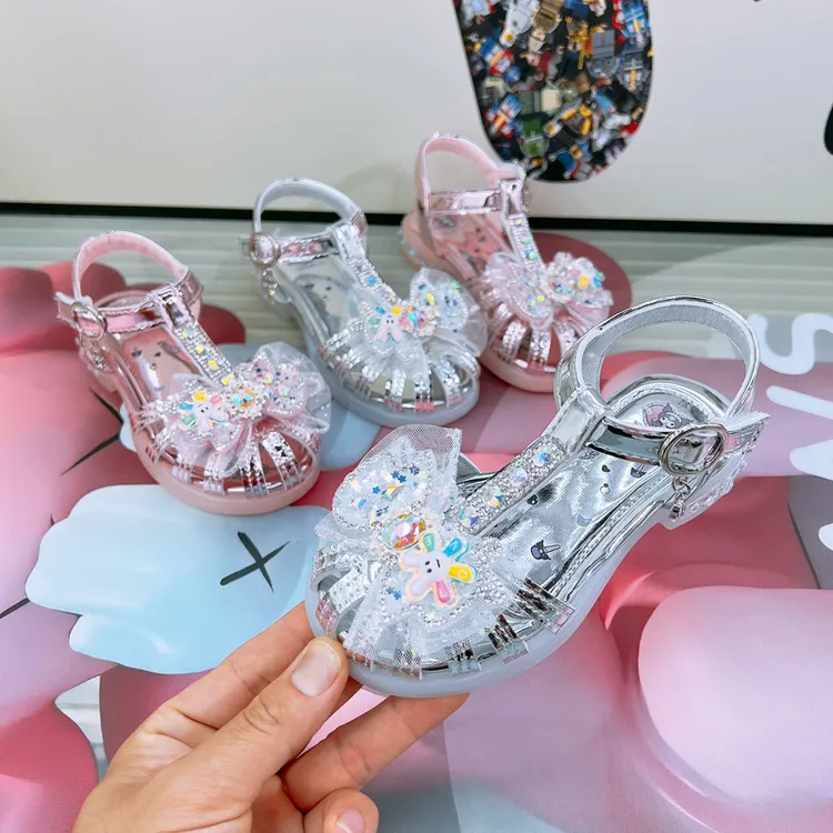 女童凉鞋包头公主鞋2025夏季新款爱莎公主小女孩软底儿童鞋子防踢