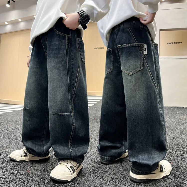 儿童男孩秋季裤子2025新款休闲时尚百搭中大童男孩洋气潮酷牛仔裤
