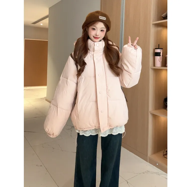 韩版棉服外套女冬季2025年秋冬新款学生棉衣加厚宽松保暖面包服