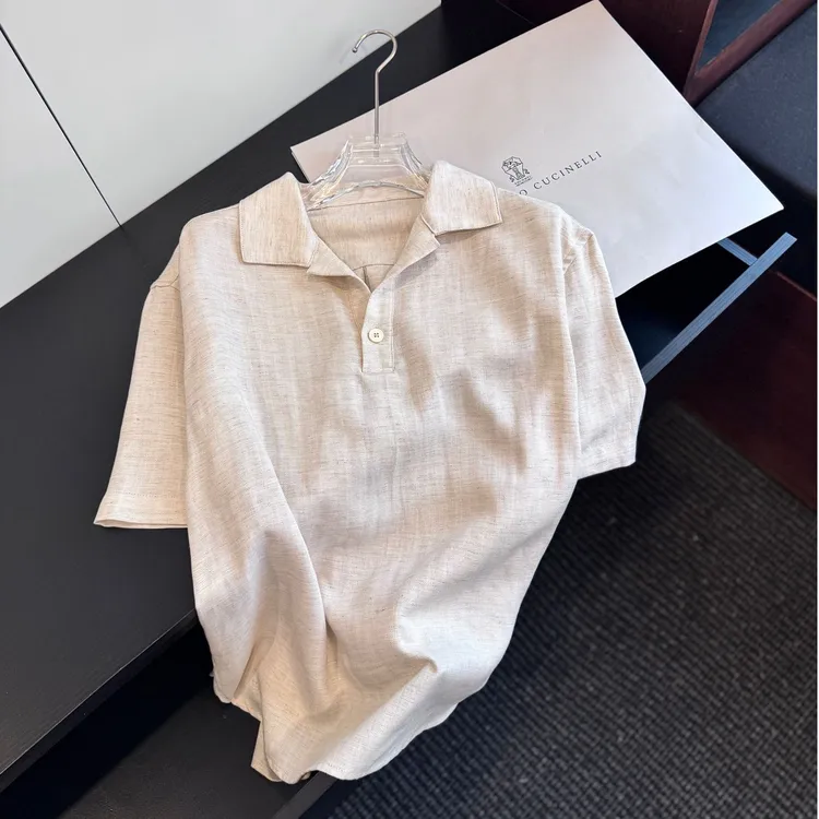 Team Yang-夏季极简松弛亚麻莱赛尔老钱休闲Polo短袖马球衫6020