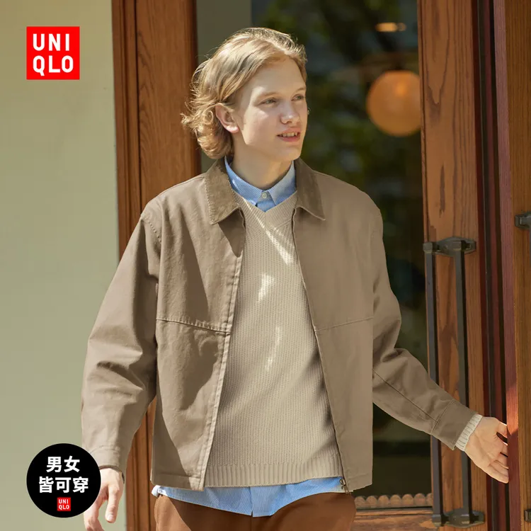 优衣库男装女装休闲拉链短茄克外套巴恩风翻领夹克478230 480827