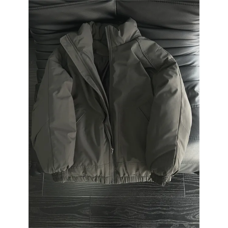 美式复古深灰色立领棉服男冬季穿搭飞行夹克棉衣cleanfit短款外套