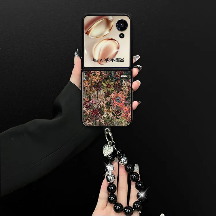 适用荣耀magicvflip手机壳静谧花语小羊皮折叠壳全包保护套