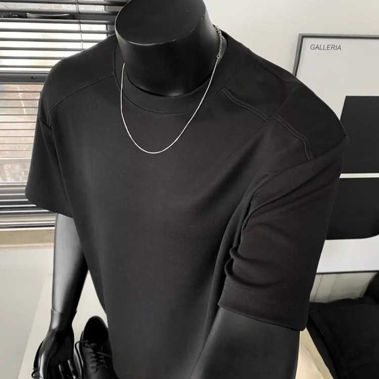 TEMUA 美斯特2025简约男装春夏新款双面休闲风纯色宽松款短袖T恤