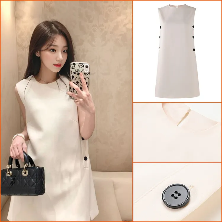 轻奢夏季新款高级感别致气质无袖背心裙小个子法式连衣裙休闲