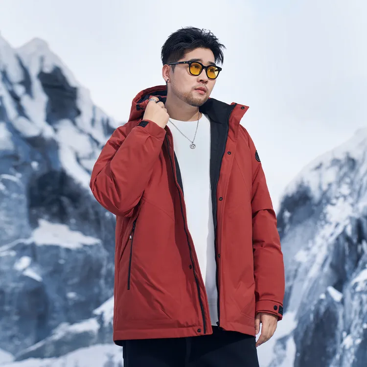 【90白鸭绒】森老板大码男装冬季保暖羽绒服三防免打理连帽冲锋衣