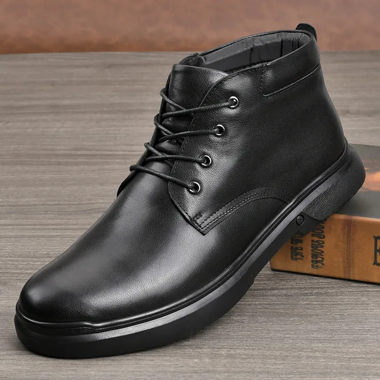 男士加绒马丁靴真皮头层牛皮羊毛皮毛一体冬季加厚保暖休闲棉鞋