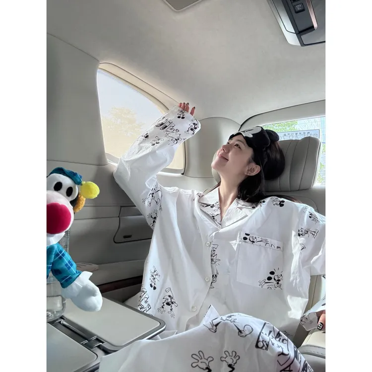 【白色米奇】卡通印花开衫睡衣女秋冬季新款甜美家居服套装外穿