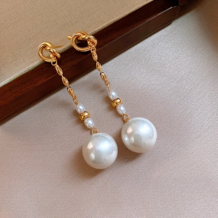 FM银针打结流苏耳环法式复古气质耳钉轻奢高级感耳饰女