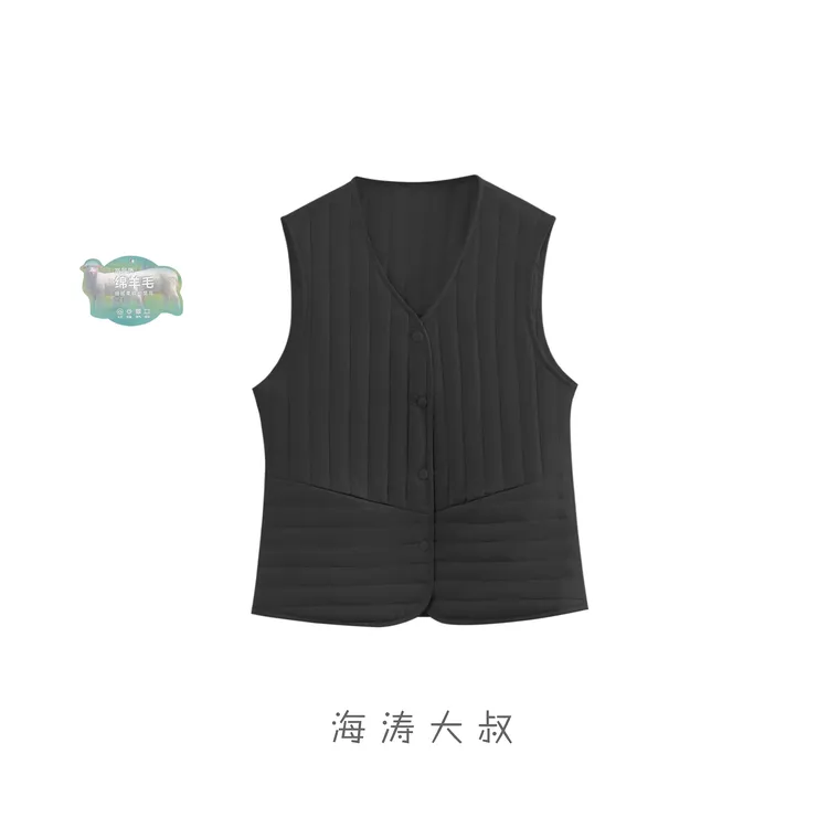 【海涛大叔】「冬日物语」女士元气·竖条纹拼接羊毛马甲