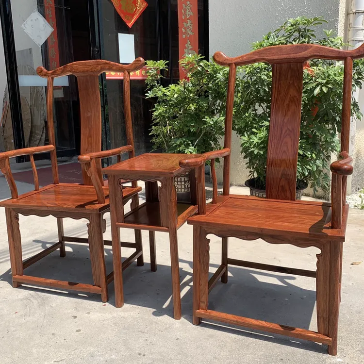 国标红木刺猬紫檀大官帽椅茶台主椅