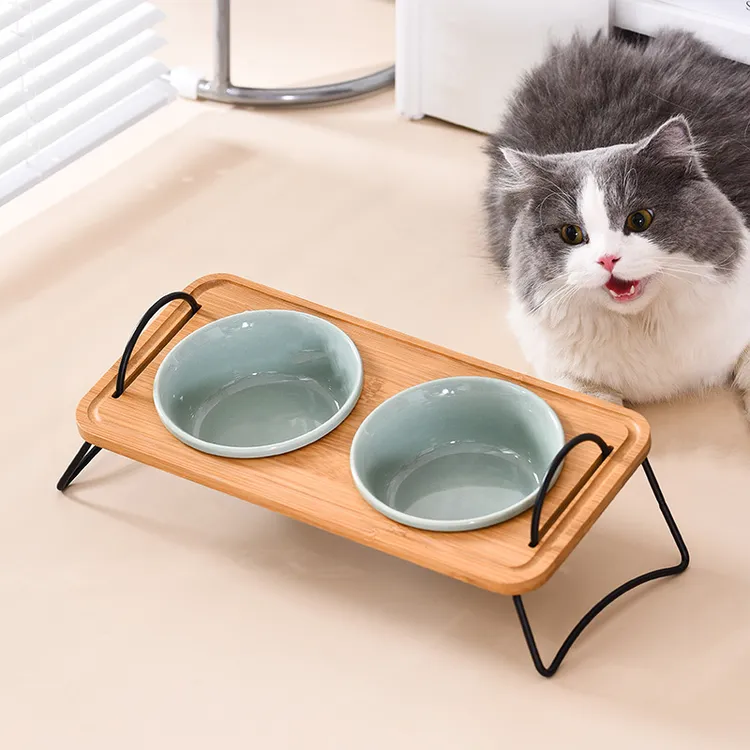 猫碗陶瓷斜口保护颈椎狗狗食盆宠物猫粮加高脚猫咪防打翻饭碗狗碗