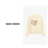 Basic House/百家好针织时尚休闲百搭宽松圆领羊毛衫-B0625B5MRV2