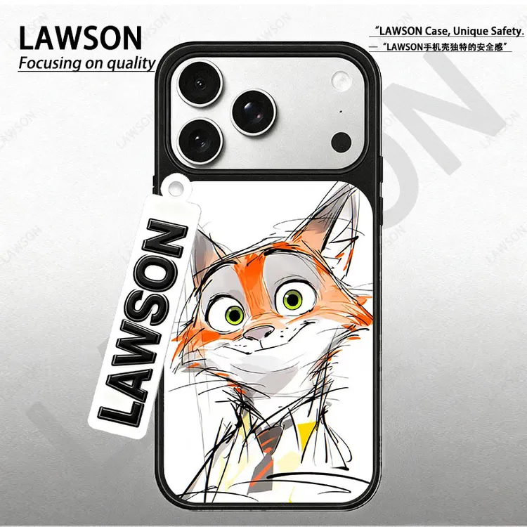 手绘尼克磨砂磁吸黑边苹果17promax/16/15华为小米防摔防汗手机壳