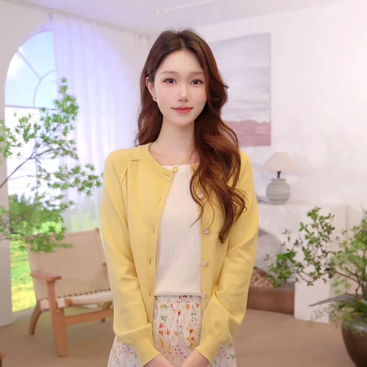 【保暖好物】茵曼25秋季小香风纯色针织开衫外套简约毛衣开衫外套女