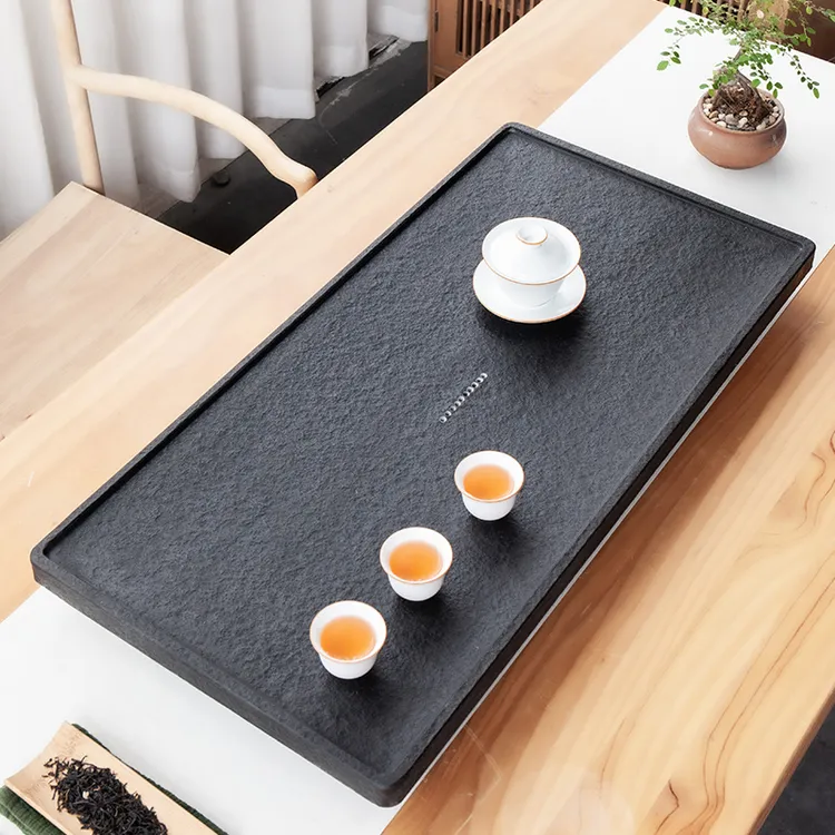 天然乌金石茶盘家用可小茶杯秒排全套速干茶台茶具海托盘小型轻奢