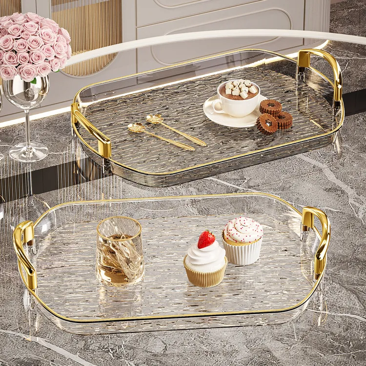 轻奢水杯托盘高档美容院杯架厨房果盘化妆品收纳家用客厅新款茶盘