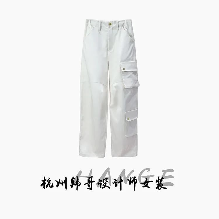 【韩哥女装】2025冬季《杏子》杏色立体大口袋工装风阔腿裤7159-H0