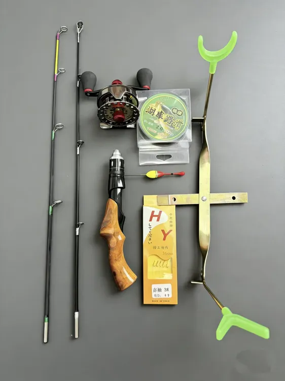 木驼峰型冰钓杆便携迷你短杆软稍冬季钓鱼竿套装冰钓竿全套