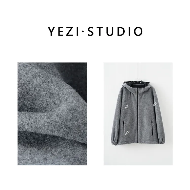 【轻暖系列-连帽】高比例双面羊毛连帽抽绳时尚休闲外套25410008