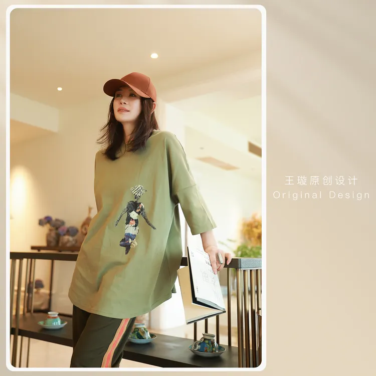 璇之美•王璇芭蕾女孩T 春夏印花宽松王璇原创设计