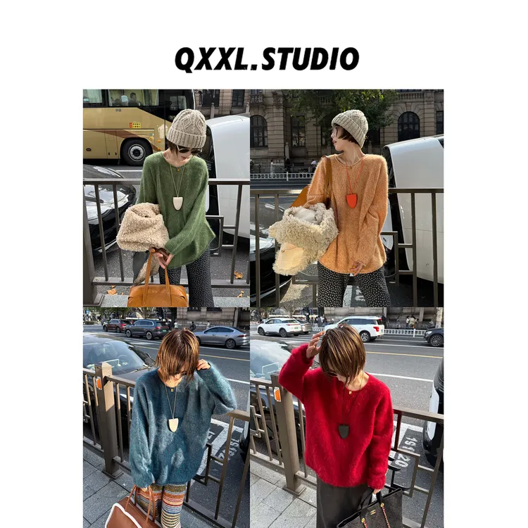 邱小小丽呀 秋冬新款软糯慵懒羊毛毛衣女韩系卷边设计套头针织衫