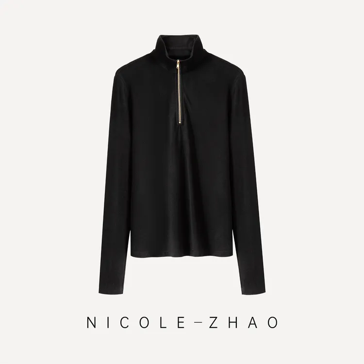 4NCT014【贵姐NICOLE】设计师高端定制时尚气质抓绒长袖上衣