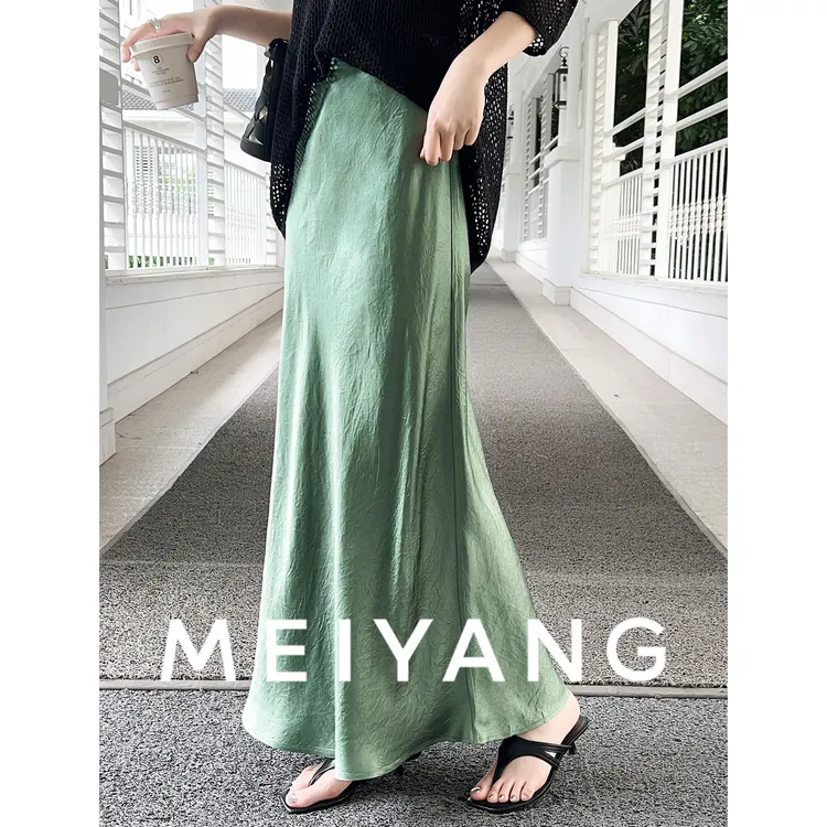 A美洋MEIYANG【商场同款】琉璃醋酸半裙 流动哲学全醋酸小鱼尾-周五