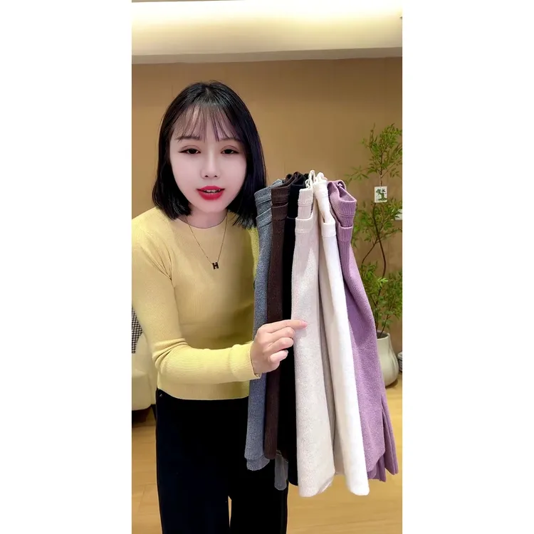 秋冬季简约圆领百搭基础款针织上衣
