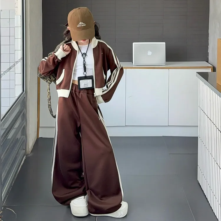 女童套装春秋款2025新款儿童洋气休闲运动服拉链外套秋装两件套潮