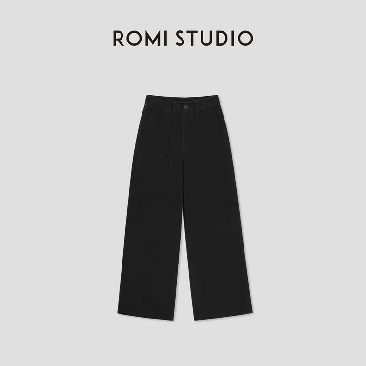 ROMI STUDIO“都市休闲”100%斜纹棉雾感内磨毛直筒休闲裤 431K6092