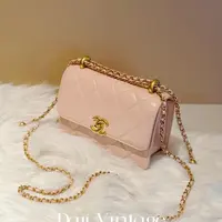 大吉中古/Chanel香奈儿蜜桃粉24c双金珠19斜挎包