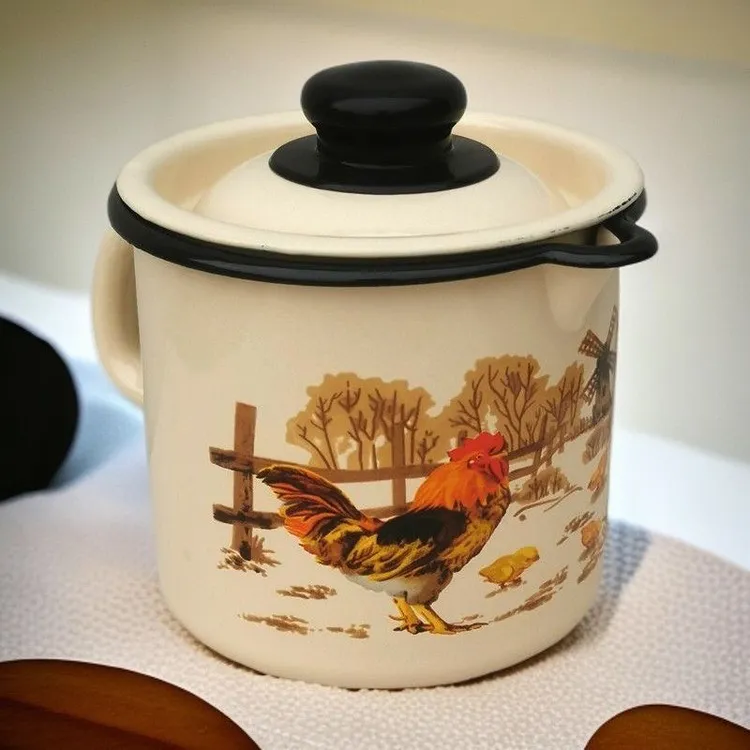 【加厚】大公鸡猪油罐奶罐带把手复古家用大容量