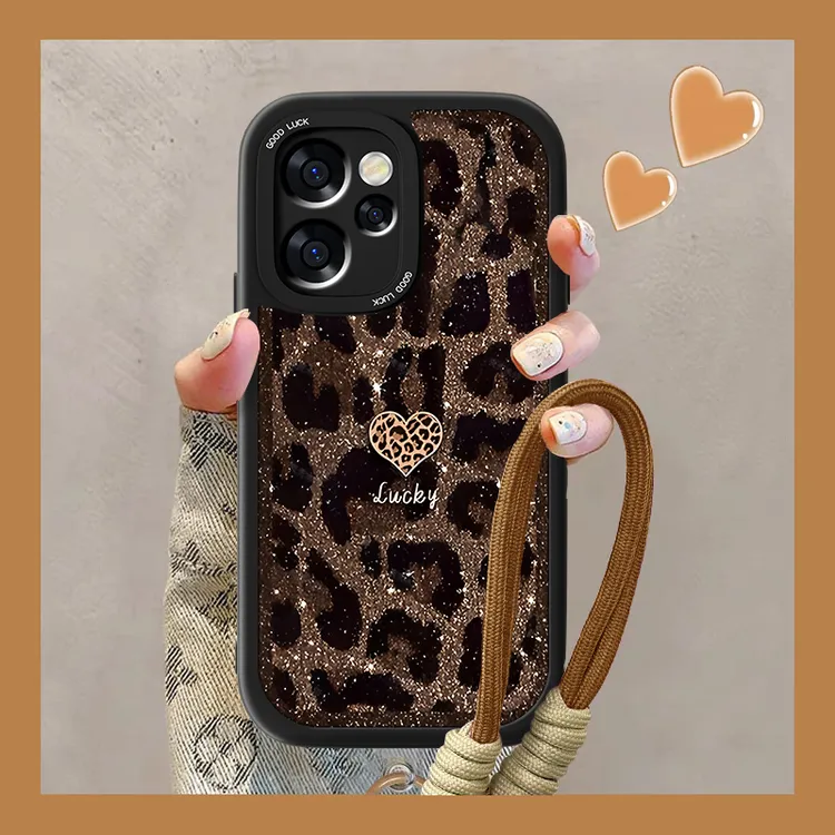 豹纹爱心适用oppoReno15Pro手机壳reno15小羊皮新款0pp0女神超火