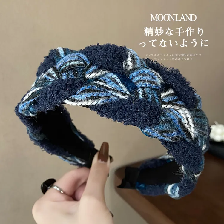 复古编织发箍女高级感气质羊羔毛发卡宽边高颅顶发捆洗脸压发头饰
