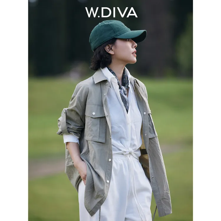 W.Diva【风语】收腰双口袋翻领衬衫外套老钱风松弛感女装52C192144