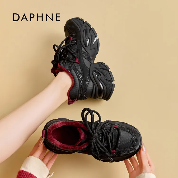 达芙妮毛茸茸加绒老爹鞋2025秋冬新款百搭增高时尚休闲鞋女鞋LL