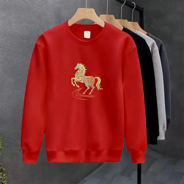 卫衣马年本命年衣服男纯棉加绒红色秋冬卫衣全家福年会聚会