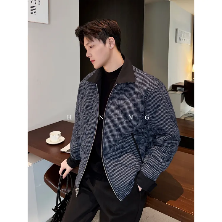 冬季夹克「美式气质复古」复古翻领双面穿老钱显贵外套简约设计感男