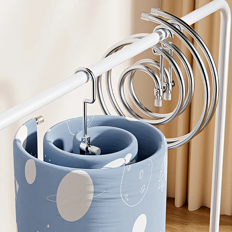 晾衣架阳台螺旋防风中国风晒被子圆形旋转手摇衣架家用防滑无痕