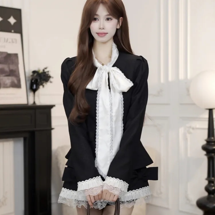 小小仟 【嘉伯丽尔】秋季法式复古优雅小香风千金风外套套装