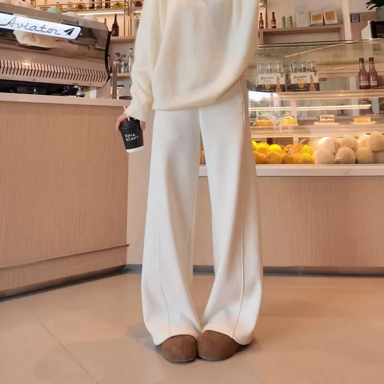 【网红树皮裤】【蚕丝+羊毛】泡芙云朵纹 显瘦垂感直筒阔腿裤 2888