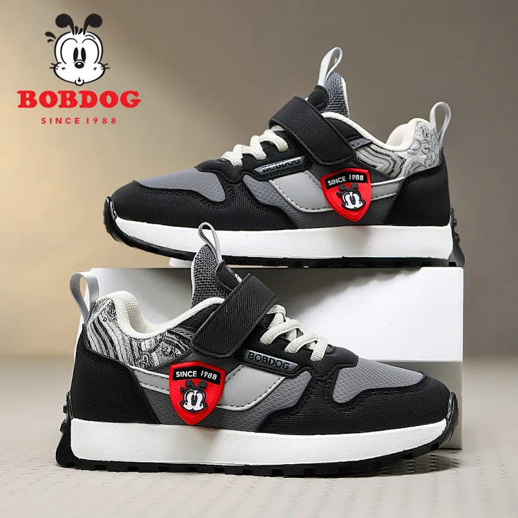 巴布豆男童鞋子2025秋季新款透气皮面防滑软底儿童学生运动鞋潮